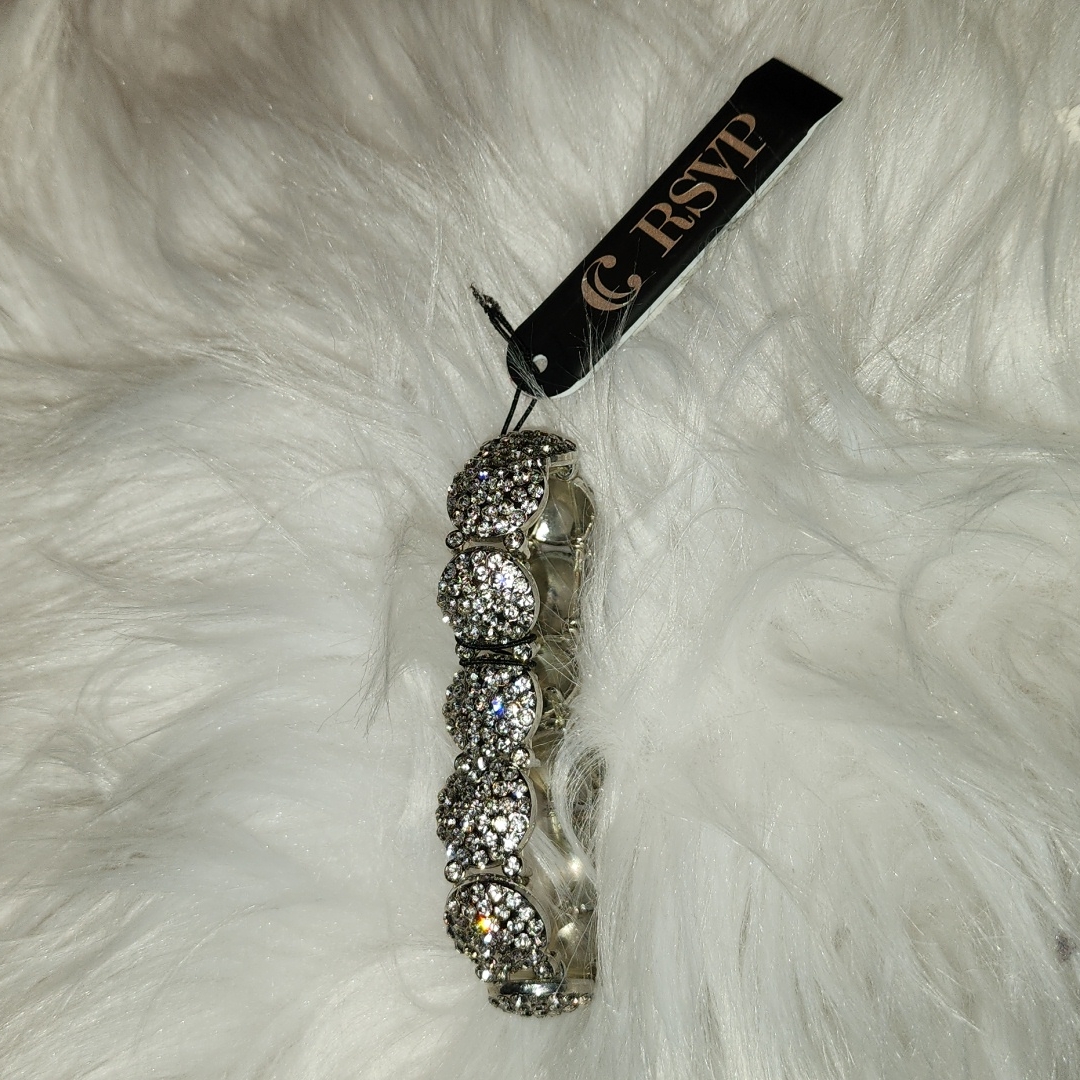 Charming Charlie's Silver Bracelet W/ Shimmery Stones